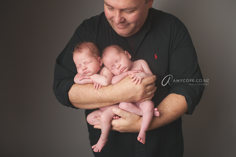 Newborn twin dad photo